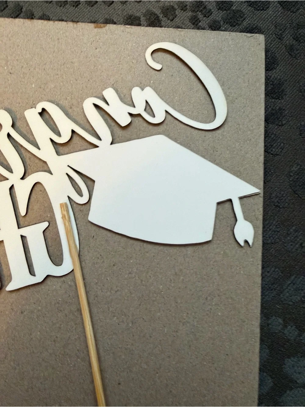 Congrats Grad Cake Topper, Graduation Party (Black/Gold 6.6inch)
